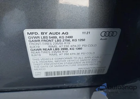 2022 Audi Q5 Premium Plus 45 Tfsi S Line Quattro S Tronic from USA, damaged, VIN WA1EAAFY3N2041489